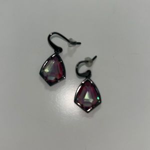 Gunmetal, Grey dichroic Corey drop earrings